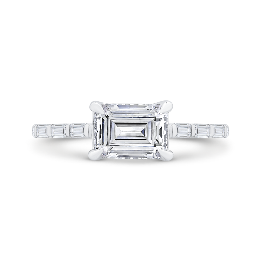 Emerald Diamond Engagement Ring In 14K White Gold (Semi-Mount)
