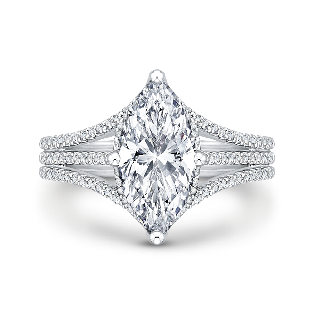 18K White Gold Marquise Diamond Engagement Ring (Semi-Mount)