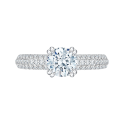 Round Diamond Euro Shank Cathedral Style Engagement Ring In 14K White Gold (Semi-Mount)