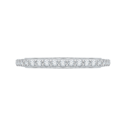 14K White Gold Round Diamond Wedding Band with Euro Shank