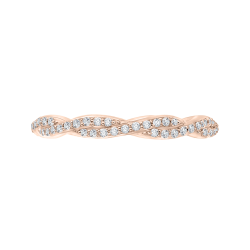 14K Rose Gold Round Eternity Diamond Wedding Band with Criss-Cross Crossover Shank