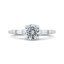 14K White Gold Round Diamond Classic Engagement Ring (Semi-Mount)