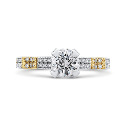 14K Two Tone Gold Round Diamond Engagement Ring (Semi-Mount)