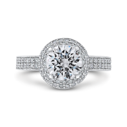Round Cut Diamond Engagement Ring In 14K White Gold (Semi-Mount)