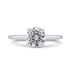 14K White Gold Round Diamond Solitaire Plus Engagement Ring with Milgrain (Semi-Mount)