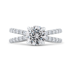 14K White Gold Round Diamond Split Shank Engagement Ring (Semi-Mount)