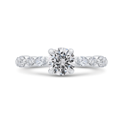 Round Diamond Engagement Ring In 14K White Gold (Semi-Mount)