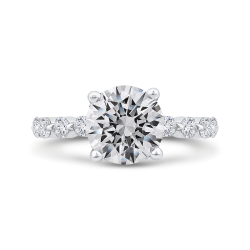 Round Cut Diamond Floral Engagement Ring In 14K White Gold (With Center)