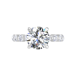 Round Cut Diamond Floral Engagement Ring In 14K White Gold (Semi-Mount)