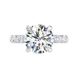 Round Cut Diamond Floral Engagement Ring In 14K White Gold (Semi-Mount)
