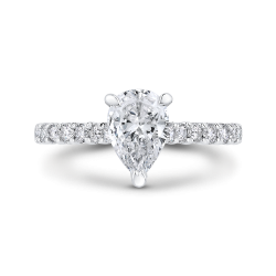 14K White Gold Pear Diamond Engagement Ring (Semi-Mount)