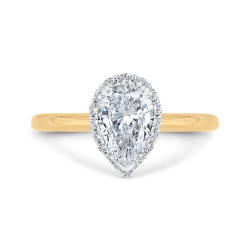 14K Two-Tone Gold Pear Diamond Halo Engagement Ring (Semi-Mount)