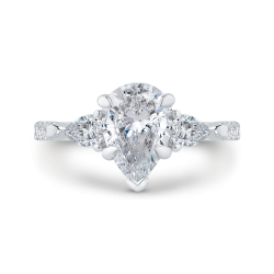 14K White Gold Pear Cut Diamond Engagement Ring (Semi-Mount)