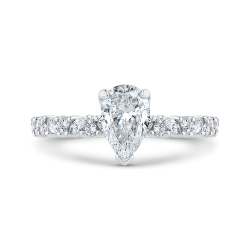 14K White Gold Pear Cut Diamond Engagement Ring (Semi-Mount)