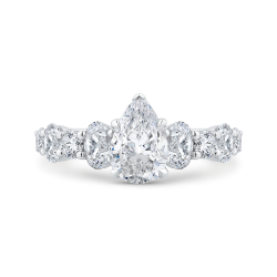 14K White Gold Pear Cut Diamond Solitaire Plus Engagement Ring (Semi-Mount)