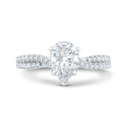 14K White Gold Split Shank Pear Diamond Engagement Ring (Semi-Mount)