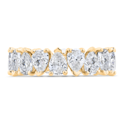 14K Yellow Gold with Pear Diamond Eternity Ring