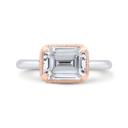 Emerald Diamond Engagement Ring In 14K Two Tone Gold (With Center)