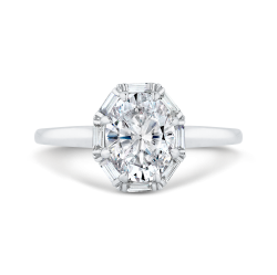 14K White Gold Oval Cut Diamond Halo Engagement Ring (Semi-Mount)