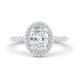 14K White Gold Oval Diamond Double Halo Engagement Ring  (With Center)