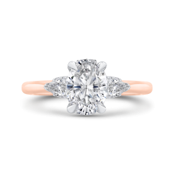 14K Two Tone Gold Three Stone Round Diamond Engagement Ring