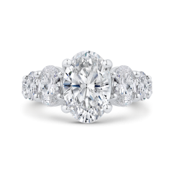 Oval Cut Diamond Engagement Ring In 14K White Gold (With Center)