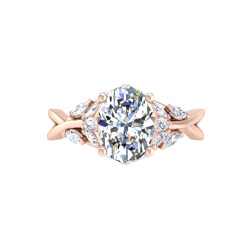 14K Rose Gold Oval Cut Diamond Engagement Ring (Semi-Mount)