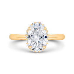 14K Yellow Gold Oval Cut Diamond Solitaire Engagement Ring (Semi-Mount)