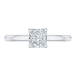 14K White Gold Princess Cut Diamond Solitaire Engagement Ring (Semi-Mount)