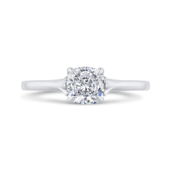 14K White Gold Cushion Diamond Solitaire Plus Engagement Ring  (Semi-Mount)