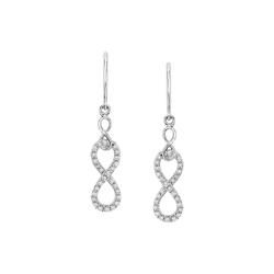 Diamond Double Infinity Dangle Earrings in 10K White Gold (1/5 cttw)