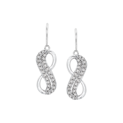 Two Row Diamond Infinity Dangle Earrings in Sterling Silver (1/5 cttw)