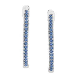 Blue and White Diamond "In and Out" Hoop Earrings in 10K White Gold ( 1/3 cttw)