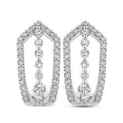 10K White Gold Round 1/2 ct Diamond Fashion J-Hoop Earrings