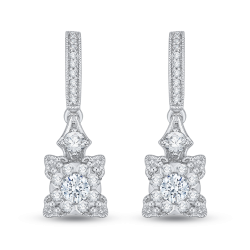 14K White Gold 2/3 Ct Diamond Lecirque Fashion Earrings.