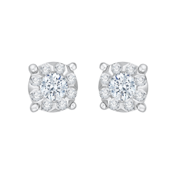 14K White Gold 1/3 Ct Diamond Lecirque Studs Earrings