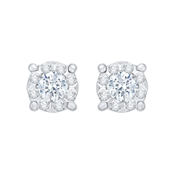 14K White Gold 1/2 Ct Diamond Lecirque Studs Earrings