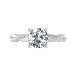 14K White Gold Round Diamond Engagement Ring (Semi-Mount)