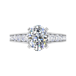 14K White Gold Oval Diamond Engagement Ring (Semi-Mount)