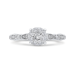 Round Cut Diamond Engagement Ring In 14K White Gold