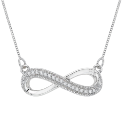 Infinity Diamond Milgrain Pendant with Chain in Sterling Silver (0.07 cttw)