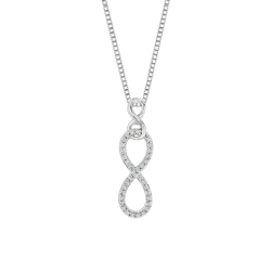 Double Infinity Diamond Pendant with Chain in 10K White Gold (0.14 cttw)