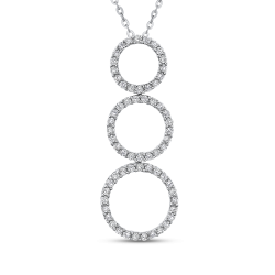 10K White Gold 1/2 Ct Diamond Three Circle Pendant with Chain