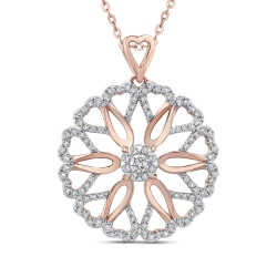 10K Rose Gold 5/8 Ct Diamond Fashion Pendant with Chain
