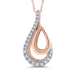 10K Rose Gold 1/4 Ct Diamond Fashion Pendant with Chain