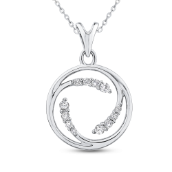 10K White Gold 1/4 ct Round White Diamond Fashion Pendant with Chain