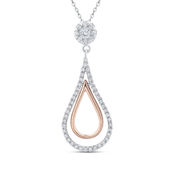 10K White & Rose Gold 3/8 Ct Diamond Fashion Pendant with Chain