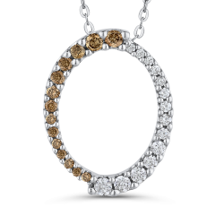 10K White Gold 1/3 ct White Diamond & Brown Diamond Fashion Pendant with Chain