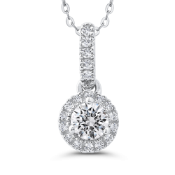 14K White Gold Round Diamond Fashion Pendant with Chain