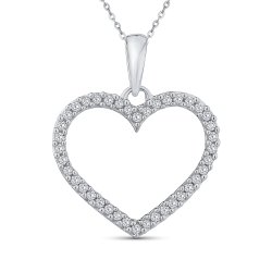 10K White Gold 1/5 Ct Diamond Heart Pendant with Chain